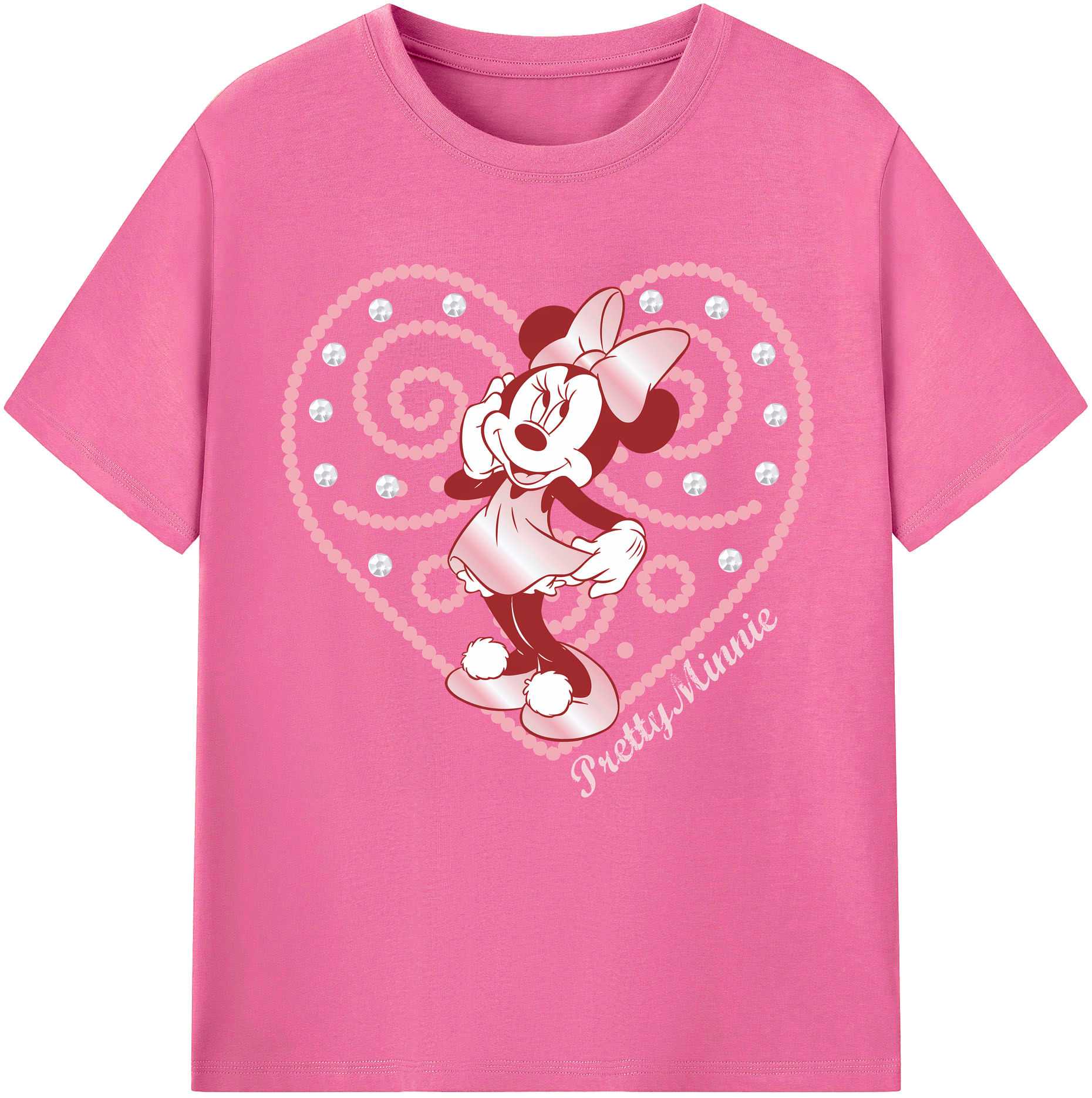 （画像用） ミッキーマウス Mickey Mouse レディースカジュアルプリントTシャツ（綿100％）